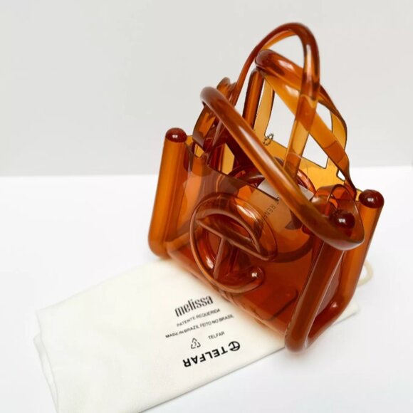 Melissa X Telfar Clear Brown small shopper PVC Tote cross body bad - Picture 1 of 8